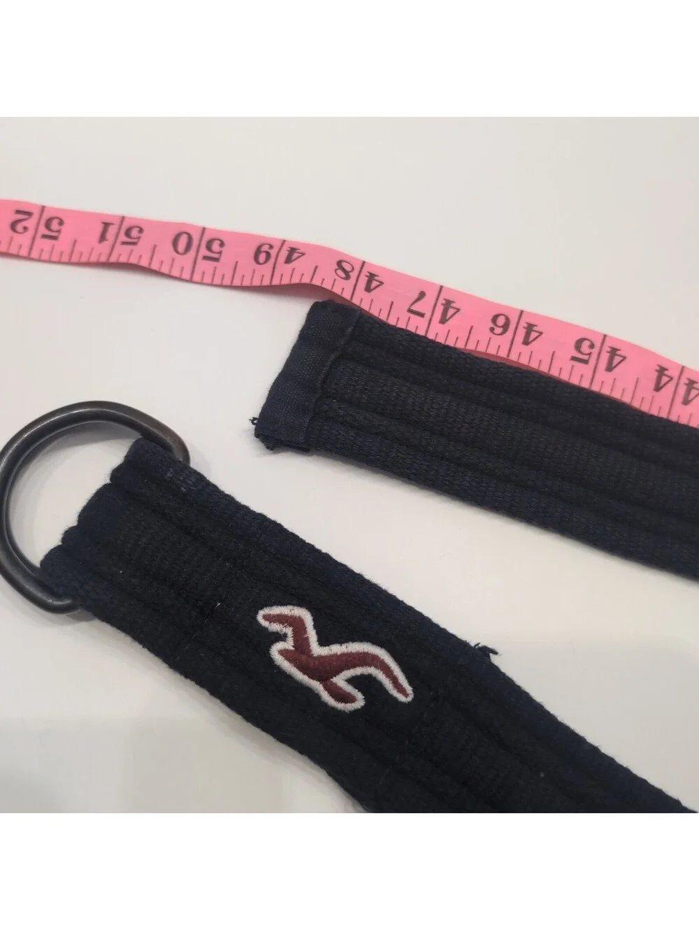 Y2K Hollister Cloth Belt Double D Ring Navy  Blue Red Bird L/XL 48